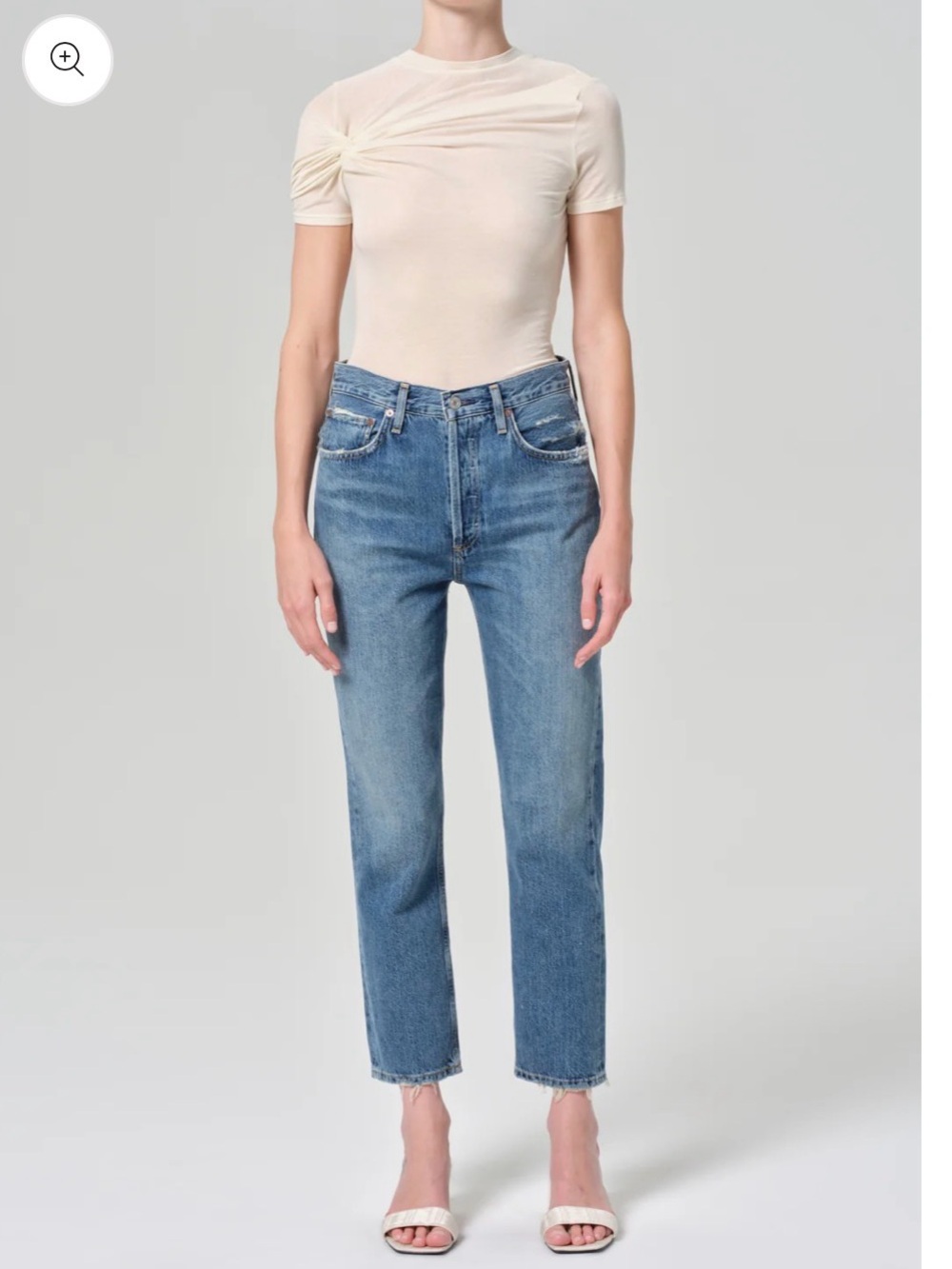 AGOLDE Riley Jeans High Rise Straight Crop ankle  medium Wash Cotton